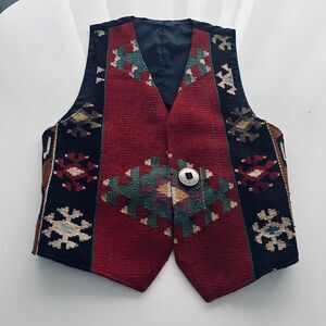 MATT CAMRON Western Wool /Cotton Kilim Rug Carpet‎ Tapestry Vest  Men S